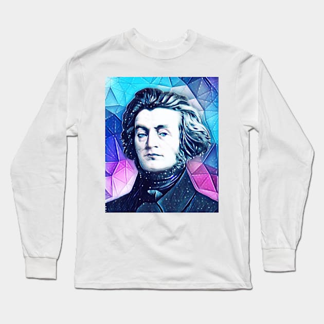 Adam Mickiewicz Snowy Portrait | Adam Mickiewicz Artwork 13 Long Sleeve T-Shirt by JustLit